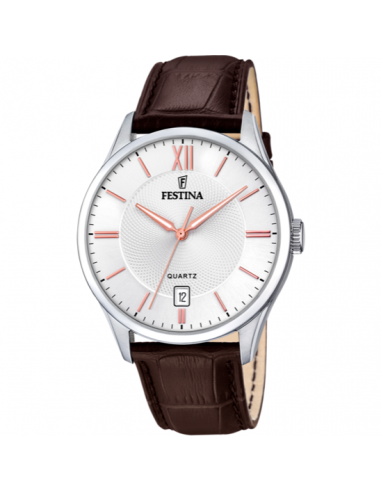 OROLOGIO FESTINA COLLEZIONE ACCIAIO CLASSICO F20426/4 COLORE BIANCO,  CINTURINO IN PELLE, UOMO