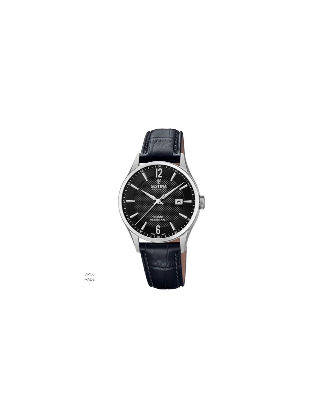 SWISS BLACK, LEATHER MAN F20007/4 STRAP, COLLECTION FESTINA MADE WATCH